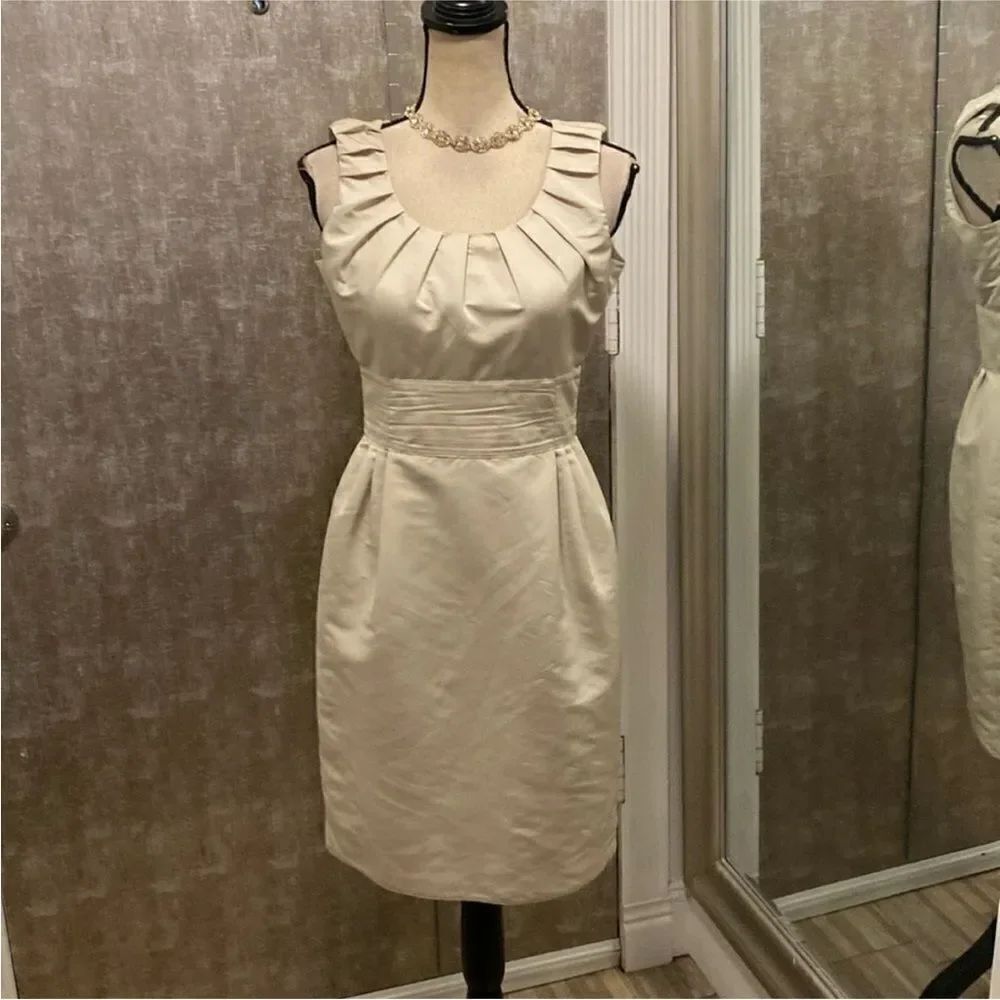 Armani Collezioni Cream Ruffle Neck Mini Dress, US6